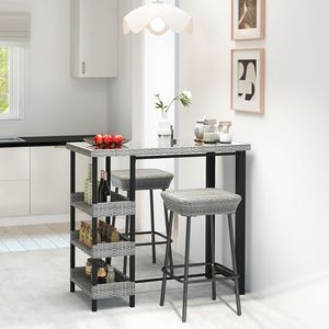 Tavolo da bar da esterno da 43,5 pollici con piano in vetro temperato - Product Image 2