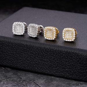 Boucles d'oreilles en moissanite de luxe moderne, taille carrée, en argent sterling 925, bijoux pour hommes et femmes - Product Image 1