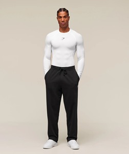 Men Long Sleeve <b>Compression</b> <b>Shirt</b> <b>White</b> Slim Fit Quick Dry Sporty O-Neck Knitted Performance Top - Product Image 5