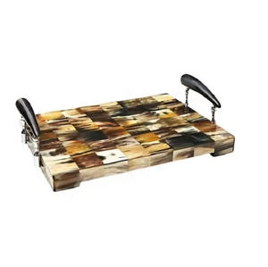 Plateau de service exclusif en corne de buffle naturelle moderne, assiettes à dessert, plats à nourriture, vaisselle artisanale écologique pour restaurant - Product Image 2
