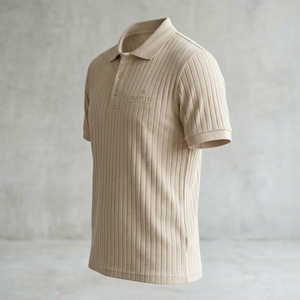 เสื้อถักแขนสั้นผู้ชายแฟชั่นดีไซน์ใหม่ขายดี ระบายอากาศได้ดี ผลิตจากผ้าฝ้าย/โพลีเอสเตอร์ 100% แห้งเร็ว - Product Image 4