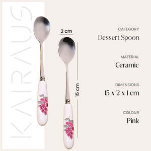 Set of 6 Lilac Flower Print Dessert Tools Elegant Spoon for Enjoying <b>Sweet</b> Treats - Product Image 5
