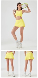 Jupe de tennis taille haute pour femme, coupe trapèze, avec poches, mini-jupe de sport athlétique unie - Product Image 3