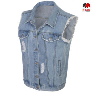 Ryan Pro Gear Nouveau design Gilet en jean unisexe sans manches écologique et tendance avec logo personnalisé Conception ODM - Product Image 2