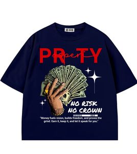 Camiseta Unisex de Estilo Urbano con Estampado Frontal 'Money Defines Hustle Power Defines Me', Cuello Redondo, Manga Corta, Talla Grande, Ecológica - Product Image 2