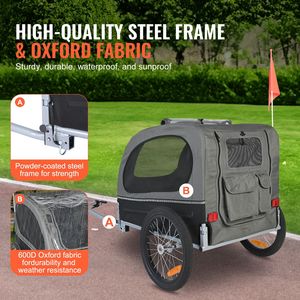Rimorchio per Bicicletta per Trasporto Animali Domestici, Capacità 88 Libbre, Facile da Piegare, Ruote a Sgancio Rapido, Universale per Biciclette - Product Image 1