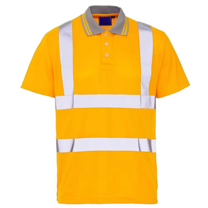 Camisetas de Seguridad de Alta Visibilidad 100% Poliéster, Color Amarillo Marino con Bloques de Color Reflectantes, Ropa de Trabajo Tipo Polo para Construcción, Tráfico y Personal de Campo - Product Image 3