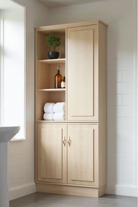 Mueble de Baño Alto de Madera de Teca Natural con Espacio para Toallas - Product Image 3