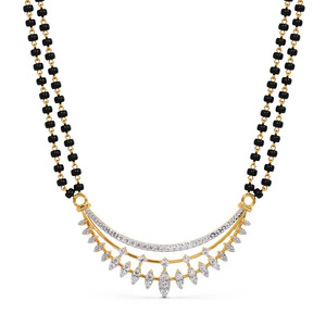 Collier chaîne traditionnel à double rang de perles noires et diamants en arc - Product Image 1