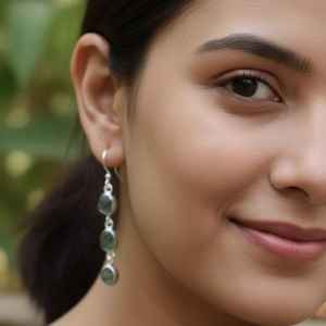 ต่างหูคริสตัลมอเดลาไวต์ทำมือ เงินแท้ 925 เครื่องประดับบำบัดรักษา - Product Image 4