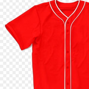 Camiseta de Béisbol Roja Unisex de Manga Corta, Poliéster que Absorbe la Humedad, Corte Regular para Adultos, Cierre de Botones, Color Sólido - Product Image 2