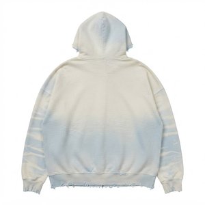 Sweat-shirt à capuche tie-dye personnalisé pour femme, très vendu, avec logo, coupe oversize, fermeture éclair, poches avant, en coton tricoté, automne/hiver - Product Image 2