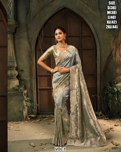 Sari traditionnel brodé or Shree Krishna Textiles – Infroissable et absorbant l'humidité, prêt pour les fêtes, l'été et l'hiver - Product Image 2