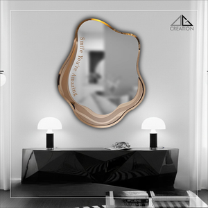 This luxury, modern wall <b>mirror</b> features a distinctive <b>irregular</b>, organic shape, often described as wavy or cloud-like - Product Image 5