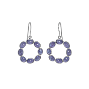 Pendientes Colgantes de Plata de Ley 925 con Tanzanita Natural, Piedra de Nacimiento de Diciembre, Gema Morada Ovalada, Diseño Floral Hecho a Mano, Venta al por Mayor - Product Image 3