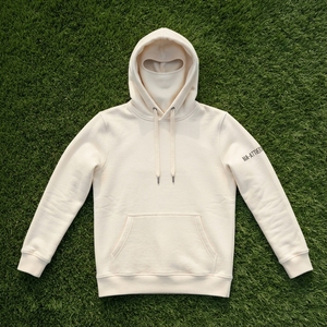 Sweat-shirt à capuche en polaire pour femme, couleur crème, avec cache-visage intégré, personnalisable avec logo, style streetwear - Product Image 6