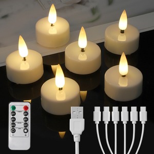 TOOWIN Led Rechargeable Remote Control Simulated Tea Candle Lamp, Christmas Party Decorative Candle, Home Night <b>Light</b> - Product Image 1