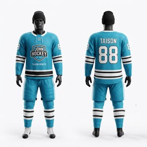 Uniforme de hockey sur glace unisexe, 240g, polyester tricoté de qualité supérieure, logo personnalisé par transfert thermique, respirant, manches courtes, taille plus - Product Image 6