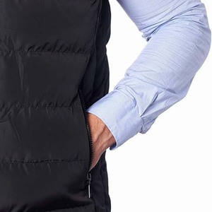 Gilet d'hiver pour homme de qualité supérieure, personnalisé, épais, col montant, imperméable, sans manches, couleur noire - Product Image 4