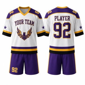Custom Sublimated Lacrosse Uniform Set Team Name Numbers Breathable Quick-Dry 100% Polyester Jersey Shorts for Adult Unisex - Product Image 1