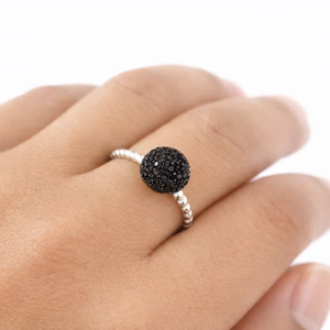 Handmade <b>Dainty</b> Bubble Band <b>Ring</b> Elegant Minimalist Jewelry Gift 925 Sterling Silver CZ Dome - Product Image 1