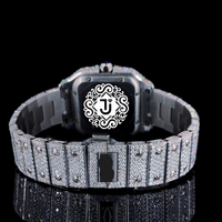Montre mécanique analogique de luxe en acier inoxydable, entièrement sertie de diamants Moissanite, de qualité supérieure, avec chiffres arabes, idéale pour les soirées sur yacht