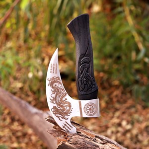 Hacha de Pizza Vikinga Premium Hecha a Mano, Cuchilla de Acero con Alto Contenido de Carbono, Cuchillo de Cocina, Hacha THEWIZ CRAFTS, Mango de Madera, Garantía de 3 Años, DIY - Product Image 5