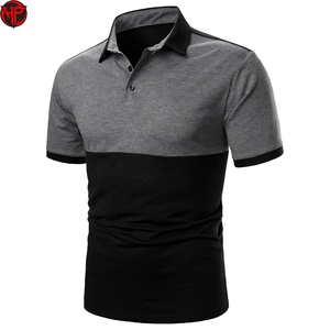 Chemise décontractée à manches courtes pour homme Hexaplus Industries, en coton 100 % anti-plis, avec blocs de couleur, tricotée, design uni, noir et gris - Product Image 1
