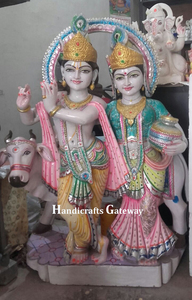Estatua de Dios Radha Krishna de mármol blanco Makrana, estatua de mármol artesanal tradicional, fabricantes y proveedores de Radha Krishna - Product Image 6