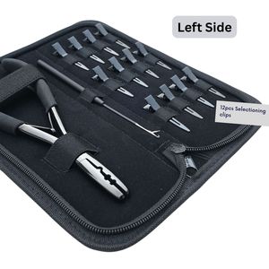Hair Extension Tools Kit Micro Beads Crimping Plier Pulling Loop Tools Sectioning Clips Rexine Case Microlinks Micro Ring I-Tip - Product Image 4