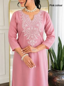 Launching New Designer Party Wear Look Pur Heavy Slub Cotton Embroidery Work <b>Top</b> & Bottom With Dupatta set - Product Image 5