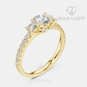 Bague de fiançailles en or blanc 14 carats avec diamant de laboratoire de 0,50 carat, couleur F+, clarté VS+, pavé rond, bague de fiançailles et de mariage certifiée IGI - Product Image 6