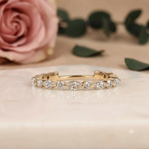 Anillo de Eternidad Clásico con Moissanita Corte Marquesa para Mujer, Plata de Ley 925, Chapado en Oro de 18K, para Aniversario de Bodas - Product Image 1