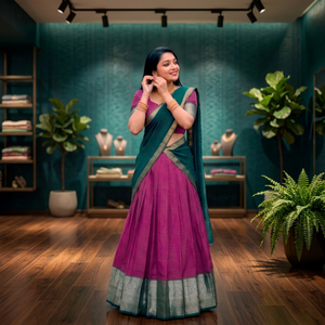 Purple And Green <b>Lehenga</b> Choli With Duppata Zari Weaving Traditional Indian Wedding Wear For <b>Women</b> - Product Image 5