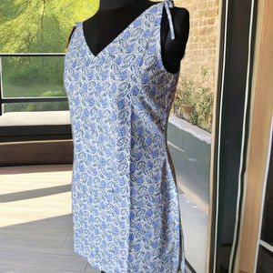 Women's Sleeveless Short <b>Dress</b> Hand Block Printed Top Indian Cotton Short Kurti Casual Sweet Floral Print Fashion Fabric Tunic - Product Image 4