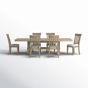 Farmhouse Dining Room <b>Set</b> Rectangular Wood <b>Table</b> with Slat Back Chairs <b>and</b> <b>Bench</b> Modern Home Furniture - Product Image 2