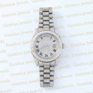 Probador de diamantes de paso de desgaste de lujo, esfera romana D VVS, movimiento automático de diamantes de moissanita completamente helado, reloj blanco completo para mujer - Product Image 1