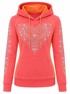 Sudadera con Capucha de Mujer con Pedrería, Suave y Cómoda, de Manga Larga, Elegante para Uso Diario - Product Image 1