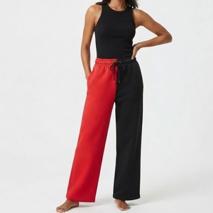 High Quality <b>Women</b> Color Block Wide <b>Leg</b> Pants Two Tone Drawstring Waist Loose Fit Casual Streetwear Ladies <b>Jogger</b> Trendy Fashion - Product Image 4