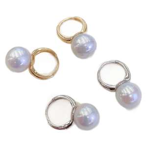 S925 <b>Silver</b> Freshwater <b>Pearl</b> 11-12mm Elegant Female Two Tone <b>Earrings</b> with White Purple Strong Light Fine Flaws - Product Image 5