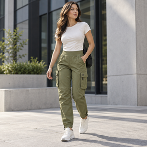 <b>Women's</b> Cargo & <b>Utility</b> Leisure Pants | Black White Beige Red Blue Green | Sports Apparel Manufacturer | OEM ODM | Custom Logo | - Product Image 6