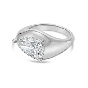 Anillo de compromiso de lujo con perla cultivada en laboratorio de 3 CT, plata 925 chapada en rodio, diseño de bypass - Product Image 1