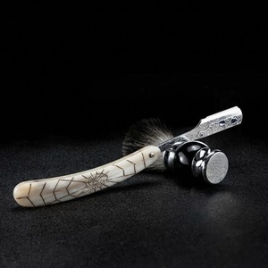 Rasoir à lame unique pour homme IKZARSA avec manche en os de buffle, outil de rasage du visage et de la tête en acier inoxydable pour salon de coiffure - Product Image 1