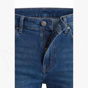 Jean en denim coupe droite délavé moyen pour homme, coupe slim, en coton, style décontracté, pantalon d'automne - Product Image 4