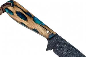 Handcrafted Patterned Steel <b>Craft</b> <b>Tool</b> Turquoise Resin Handle Executive Display Piece - Product Image 5
