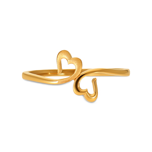 Minimalist Double Heart Gold Plated <b>Adjustable</b> <b>Ring</b> for Women Romantic Open Heart Designer Finger <b>Ring</b> - Product Image 3