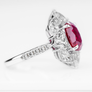 S925 Sterling Silver Lab Grown Ruby <b>Ring</b> Oval Marquise <b>CZ</b> Diamond Cluster Women Luxury Statement <b>Ring</b> US Size 6 JRURR185Y - Product Image 5