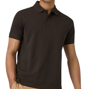 Polo de Manga Corta para Hombre, Color Marrón, Algodón Piqué, Corte Regular, Color Sólido, Diseño Casual Transpirable de Punto - Product Image 3