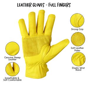 Gants de travail unisexes Husky Leather LDG-023, durables, doublure intérieure en peau de mouton, compatibles avec les écrans tactiles, thermiques, quatre saisons - Product Image 5