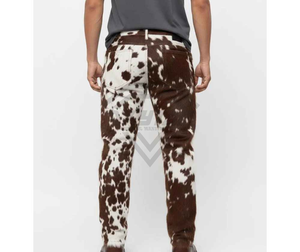 Pantalon en cuir véritable imprimé vache pour homme, coupe slim, style streetwear de luxe, vente en gros, fabrication sur mesure - Product Image 2